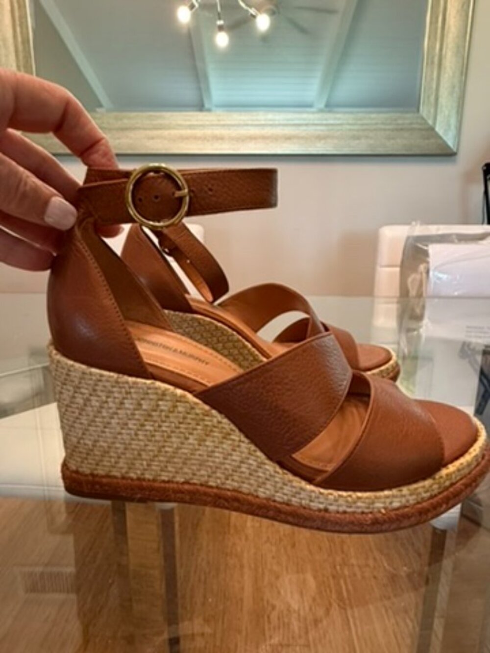 Leather, Wedge Sandal, Johnston and Murphy, Size 8